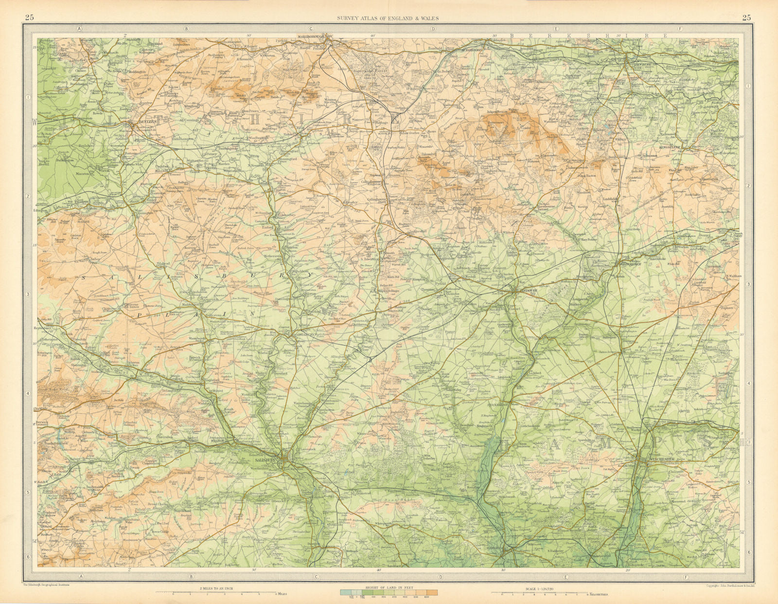SALISBURY PLAIN Winchester Devizes Marlborough Wiltshire Hampshire 1939 map